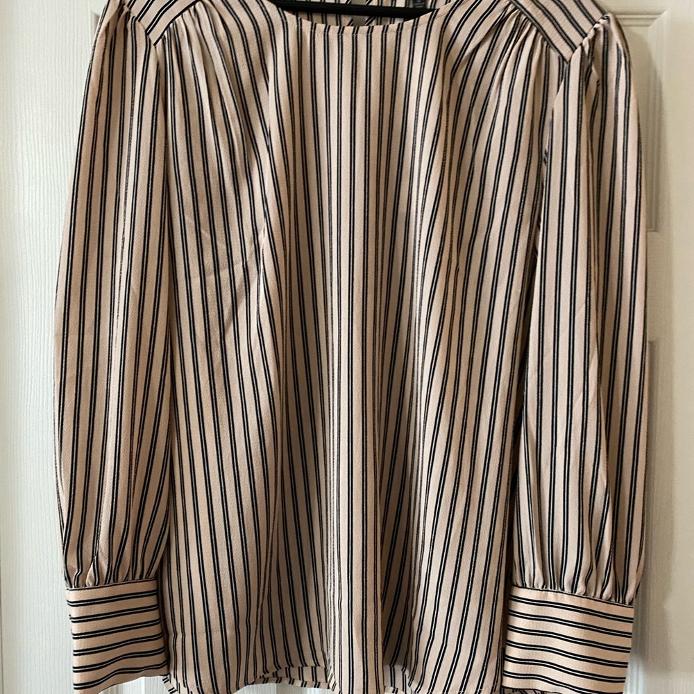 NWT Adrianna Papell Striped Long Sleeve Blouse
